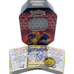 The Toy Box - Pokemon Tin Bundle - 100 Assorted Pokemon Cards, 1x Ultra Rare Card & Game Coin