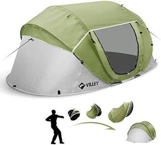 VILLEY 4-Person Easy Pop Up Tent, Waterproof Automatic Setup Instant Lightweight Camping Beach Tent with Carrying Bag for Camping, Hiking & Traveling - Green