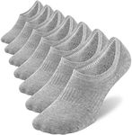WANDER No Show Socks Mens 7 Pairs Cotton Thick Cushion Non Slip Low Cut Men Invisible Sock(Sock Size:6-8,add cushion（grey*7）)