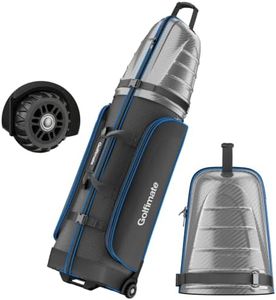 Golf Travel Bags for Airlines with Carbon Fiber Hard Top, Protective Club Traveling Cover with Wheel, Golf Club Carrier Case for Airplanes, Thick Padding, Durable Zippers and 2 Sided Spacious Pockets