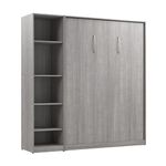 Bestar Claremont Full Size Murphy Bed with Closet Organizer (79W) in Platinum Gray, Space-Saving Sleeping Arrangement for Multipurpose Bedroom