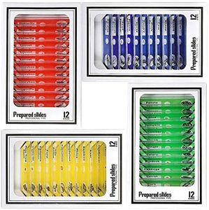 Bysameyee Prepared Microscope Slides for Kids, 48pcs Plastic Animals Insects Plants Flowers Sample Specimens for Students Children Homeschooling Biology Science Programs