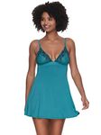Felina Demure Chemise Lined & Wireless Cup Nightgown for Women, Fully Adjustable Straps, Babydoll Lingerie, Fanfare, L