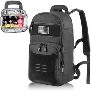 DBTAC Tactical Lunch Backpack, Large Lunch Cooler for Men Women | Backpack Coolers insulated for Work Picnic Travel, Black, 24-Cans, Modern, Compact