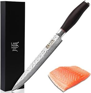 SUNLONG Sashimi Knife 8 Inch Sushi Knife Japanese Hammered Damascus Steel Yanagiba knife - Ebony Handle