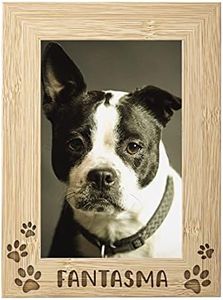 Planetacase - Marco para Perro Personalizado con Nombre y Foto - Portafotos para Mascota 10x15cm - Madera - Cristal Protector
