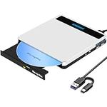 External Blu Ray CD DVD Drive, USB 3.0 Type C External Blu-ray Player CD/DVD ROM Burner, Slimline Blue Ray Drive External Bluray Drives for Laptop PC Mac Macbook Air Pro Apple Windows 11/10