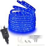 WYZworks 3312LEDs, 300ft LED Blue Outside Rope Light Waterproof Permanent Outdoor Exterior Extendable Flexible Clear Shell Connectable, ETL Safety Certified Holiday Christmas Decoration Lighting