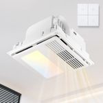 GROWNEER 4 in 1 Bathroom Exhaust Fan with Heater and Light, 110 CFM 1.5 Sones, 35W Bath Fan with 3-Color Adjustable LED Lights, Remote Control, White (Wireless Wall Switch)