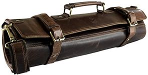 RUSTIC TOWN Full Grain Leather Chef Knife Roll All Purpose Chef Roll (Walnut Brown)