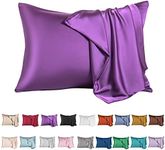 Mulberry Silk Pillowcase for Hair and Skin,Standard Size Cooling Silk Pillow Case with Hidden Zipper,Allergen Proof Dual Sides Soft Breathable Smooth Silk Pillow Cover for Women.