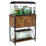 Herture 20-29 Gallon Aquarium Stand Metal Frame Fish Tank Stand with Cabinet Storage, for 20 Gallon Long Aquarium,30.7" L*16.5" W Tabletop,330LBS Capacity Rustic Brown and Black PG01YGN