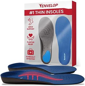 Envelop Ultra Thin Insoles for Men and Women - High Arch Support Insoles for Flat Feet & Plantar Fasciitis Pain Relief - Shoe Insert Orthotics for Plantar Fasciitis, Metatarsalgia, Heel Spurs