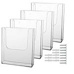 zavekia Acrylic Brochure Holder, 4 Packs 8 x 11.5 Inches Brochure Holder Wall Mount Flyer Holder Clear Literature Holders Magazine Holder,Mail Holder For Wall (8 x 11.5 in / 4 pack)