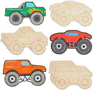 Monster Truck Wood Cutouts for Crafts (24 Pieces)