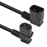 GELRHONR 50cm 90 Degrees IEC320 C14 to Right Angle C13 PDU Power Supply Extension Cord,10A 250V, 18AWG C14 Male to C13 Female Power Cable for Computers,Monitor and Scanner (Left C14 to Right C13)