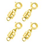 4Packs Magnetic Necklace Clasps and Closures Magnetic Jewelry Clasps Connector Locking Magnetic Jewelry Clasp Converters for Jewelry Bracelet Necklace Making (2CM Gold)