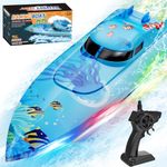 918 RC Boat, Remote Control Boat for Adults, Water Boats with LED Light for Kids, RC Ship with Rechargeable Battery, Summer Toys for Pools and Lakes, Toy Gift for Adults Boys&Girls