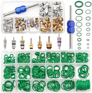 Taiss Car A/C Repair Kit 270PCS O-Ring Seals Kit + 40PCS A/C Valve Core Assortment with Remover Tool,R12 R134a Refrigeration Tire Valve Stem Cores,Car Air Conditioning Compressor Seals O-Ring