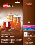 Avery Hemp Lid Seal Labels, 1.5" X 4" Labels for Laser/Inkjet Printer, 80 Labels, Beige, Permanent, Lollipop Labels, (22832), Made in Canada