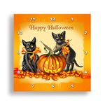 3dRose dpp_11651_3 This Design Features a Pair of Frisky Black Kittens and a Glowing Jackolantern on Halloween Wall Clock, 15 by 15Inch