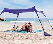 SUN NINJA Pop Up Beach Tent | Sun Canopy Outdoor with UPF50+ Protection | Includes Shovel | Holiday Essentials | Perfect for The Beach, Camping, Fishing or Garden (300cm x 300cm, Navy)