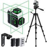 Firecore Laser Level with Tripod, Self-Levelling 3 x 360°, Green Cross Line Level for Construction and Alignment, 2 Rechargeable Lithium Batteries, Remote Control, Magnetic stand-G50