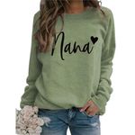 HHLLEOJK Womens Nana Graphic Sweatshirt for Grandma Love Heart Long Sleeve Crew Neck Pullover Top Casual Funny Grandma Shirt