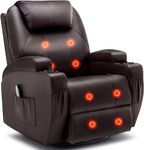 Recliner Chair, Rocking Chair with Massage and Heat, 360° Swivel Recliner Chairs for Adults, Rocker Manual Recliner with Remote Control and Cup Holder for Living Room, Bedroom, Nursery