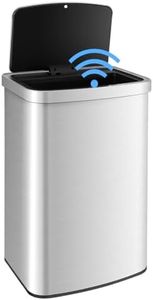 Giantex 50L Automatic Trash Can, Rectangular Infrared Motion Sensor Garbage Can with Soft Close Lid & Activated Carbon Cotton Boxes, Touchless Stainless Steel Waste Bin for Kitchen, Bathroom, Office