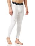 Under Armour Men's Standard HeatGear Leggings, White (100)/Black, Medium Tall