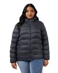 32 Degrees Women's Lightweight Recycled Poly-Fill Packable Hooded Jacket | Zippered Pockets | Water Repellent, Dark Shadow, Large