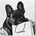 Oliver Gal 'French' The Dogs and Puppies Wall Art Decor Collection Modern Premium Canvas Art Print, Black/White, 12 in x 12 in