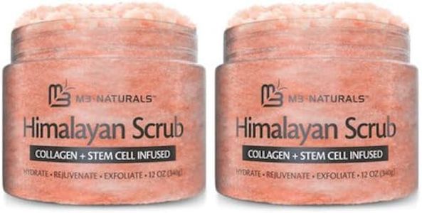 Himalayan Salt Body Polish Scrub Infused with Collagen and Stem Cell Natural Exfoliating Salt Scrub for Acne Cellulite Deep Cleansing Scars Wrinkles Exfoliate and Moisturize Skin 2 Pack by M3 Naturals