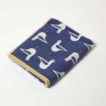 HOMESCAPES Bird Pattern Navy Hand Towel 100% Cotton Super-Absorbent & Soft 500 GSM Small Guest Towel with Seagull Design