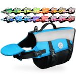 VIVAGLORY Front Float Dog Life Jacket, Dog Buoyancy Aid for Swimming & Boating, Life Vest with Chin Float & Handle, Ripstop & Buoyancy for Doggy, XS, Blue