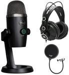 Blue Yeti Nano Premium USB Mic Black with Knox Gear Headphones and Pop Filter Bundle (3 Items)