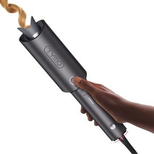 TYMO Automatic Rotating Curling Iron - TYMO CURLPRO Beach Waves Curling Wand, Portable Hair Curler, 500 Million Ionic, Dual Voltage & Lightweight for Travel, Ceramic Coating, 1 Inch, Metallic Gray