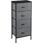 Yaheetech Chest of Drawers, 4 Drawers Fabric Storage Dresser Organizer Unit, Closet Organizer Furniture with Metal Frame for Living Room/Bedroom/Hallway, Dark Grey & Black, 45 x 30 x 98 cm