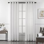 Home Beyond & HB design - White Semi Sheer Curtains 2 Panels with Grommet Top - Elegant Linen Look Window Curtains Drapes for Living Room Bedroom - 52 x 96 Inches