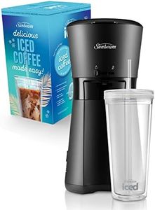 Sunbeam Iced Coffee Machine | Plus Reusable Tumbler with Straw, Iced Coffee Recipes, Ready to Drink In 3-Steps Under 4 Mins, Black, SDP1000BK