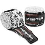 Meister Adult 180" Semi-Elastic Hand Wraps for MMA & Boxing (Pair) - Death Skulls