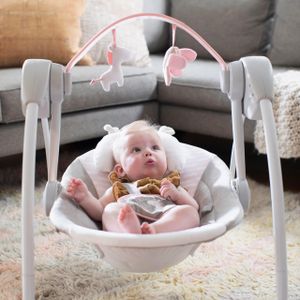 Ingenuity Comfort 2 Go Baby Swing – Portable, Pink