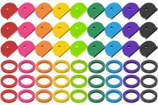 30PCS Key Caps Covers Tags, House Key Covers Color Key Coded Key ID Rings, Key Cap Key Color Identifier Rings in 10 Assorted Colors Perfect Coding System to Tag Your Keys