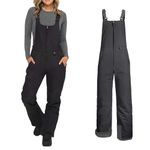 Runstarshow Salopettes Women Ski Suit Water Resistant Overalls Snow Trousers Snowboard Bib Pants Skiing Insulated Thermal Snowsuit Jumpsuit with Pockets Plus Size S-4XL Black