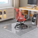 [Tempered Glass] 140 x 116cm Beveled Edge Glass Chair Mat with Polished Edge Clear Office Chair Mat, Glides Smoothly, Suitable for Carpet or Hardwood Floors