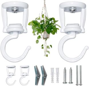 ONIKK Ceiling Hooks for Hanging Plants (2 PCS),White, Heavy Duty Metal Plant Hooks for Ceilings, Screw-in Hooks for Hanging Birdfeeders, Lamps, Planters, Outdoor Decorative Hooks up to 33 lbs.