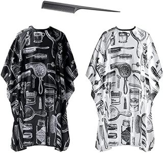 ZOCONE 2 Piezas Capa Peluqueria, Capa de Peluqueria para Hombres y Mujeres Capas de Corte Peluqueria Ajustable con Peine de Plástico Capa para Cortar Pelo Tamaño Universal(Blanco y Negro con Dibujo)