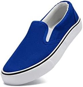 Low-Top Slip Ons Women's Fashion Sneakers Casual Canvas Sneakers for Women Comfortable Flats Breathable Padded Insole Slip on Sneakers Women Low Slip on Shoes, Cobalt, 7 US