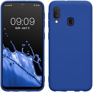 kwmobile Funda para Samsung Galaxy A20e Carcasa - Ultrafina de TPU y Silicona con Bordes elevados anticaídas - Azul báltico